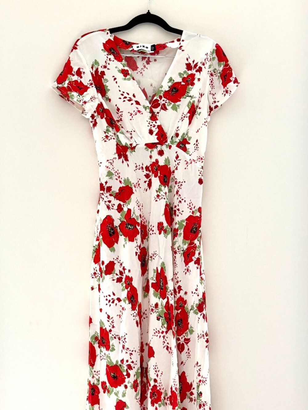 RIXO LONDON WHITE AND RED MIDI/MAXI DRESS, SIZE S | US 6